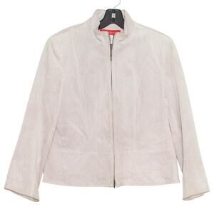 Anne Klein Womens Jacket Leather Suede Biker Edgy Minimalist Classic 14P Flaw